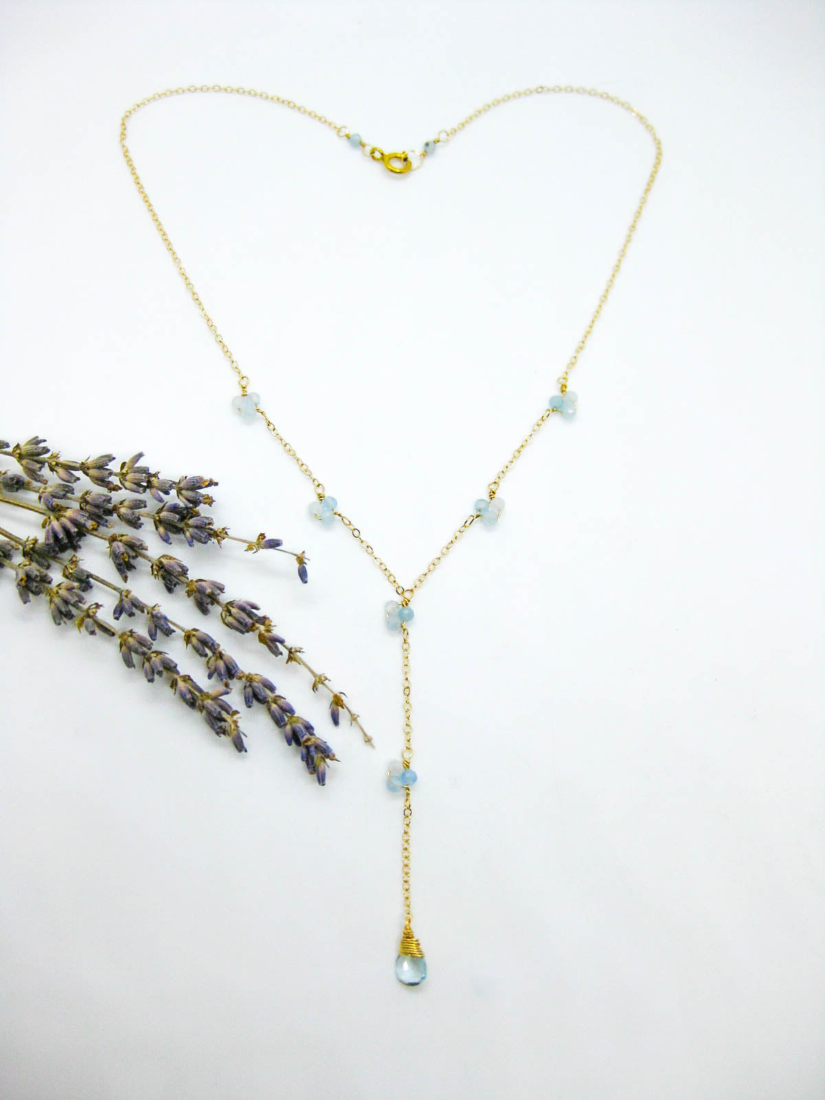 Hyacinth: Aquamarine Drop Necklace