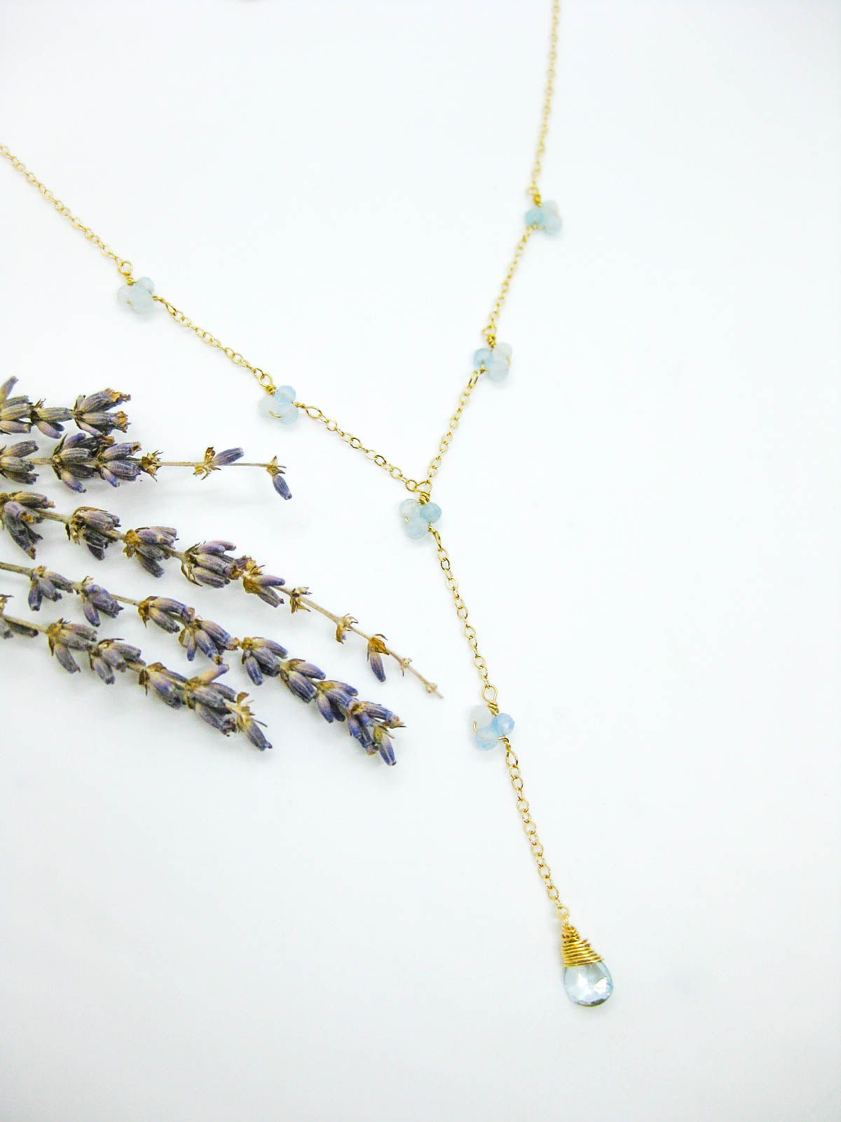 Hyacinth: Aquamarine Drop Necklace