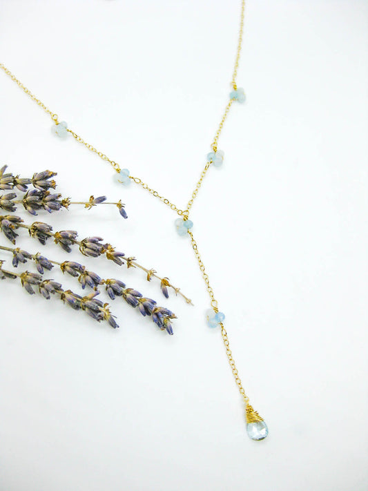 Hyacinth: Aquamarine Drop Necklace