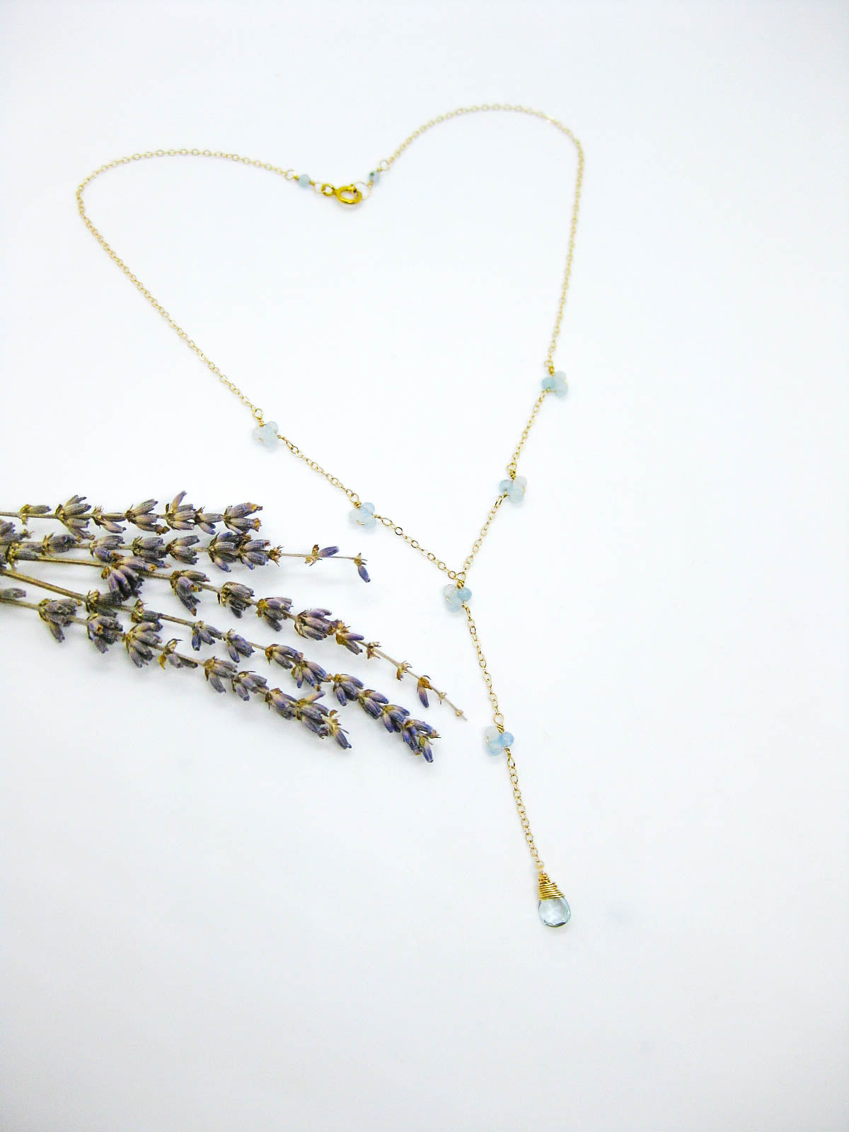 Hyacinth: Aquamarine Drop Necklace