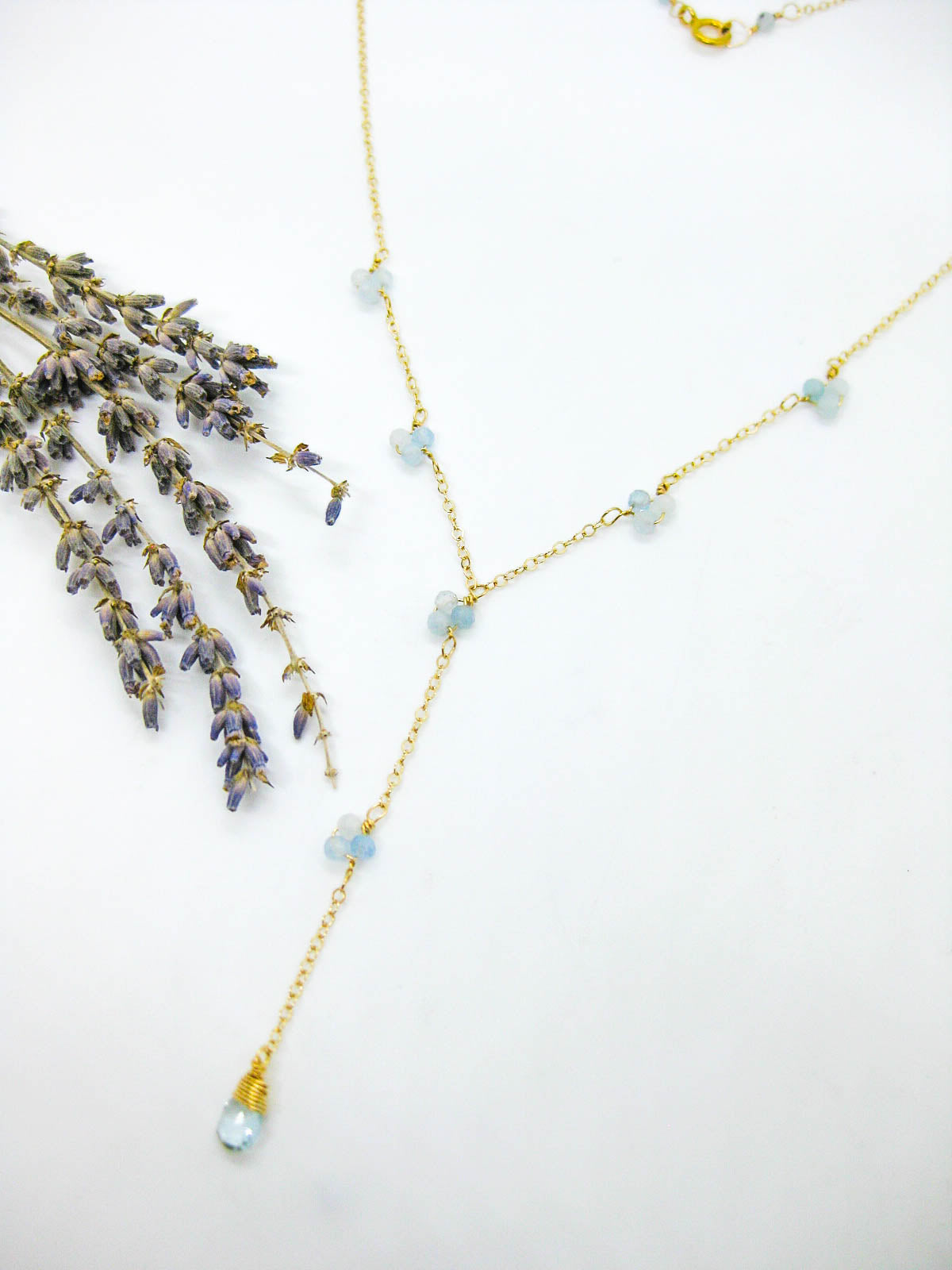 Hyacinth: Aquamarine Drop Necklace
