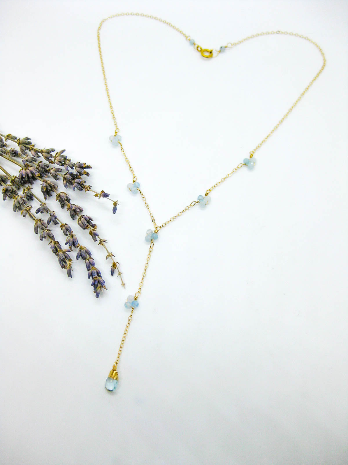 Hyacinth: Aquamarine Drop Necklace