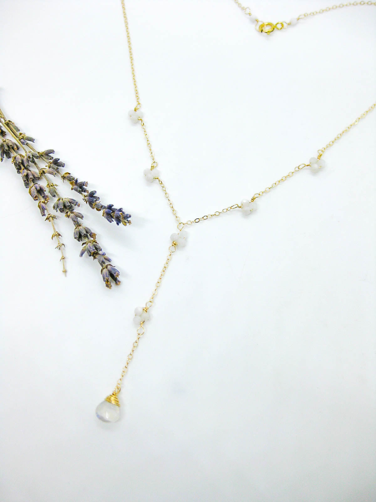Hyacinth: Moonstone Drop Necklace