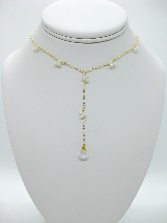 Hyacinth: Moonstone Drop Necklace