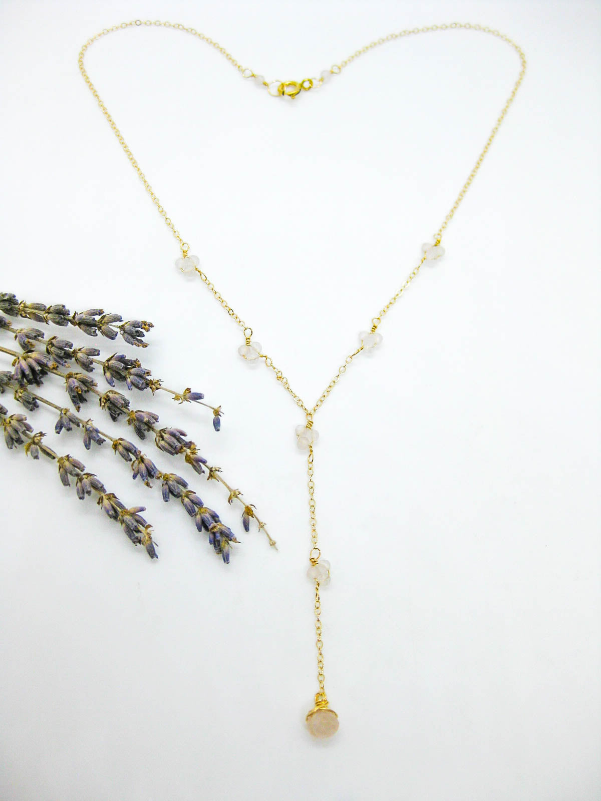 Hyacinth: Rose Quartz Drop Necklace