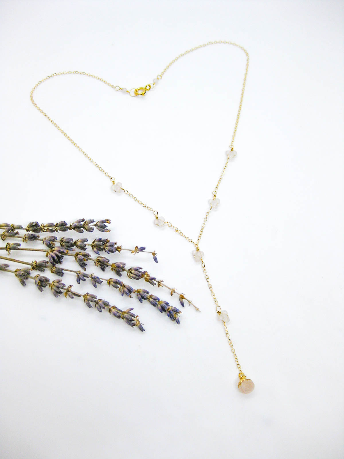 Hyacinth: Rose Quartz Drop Necklace