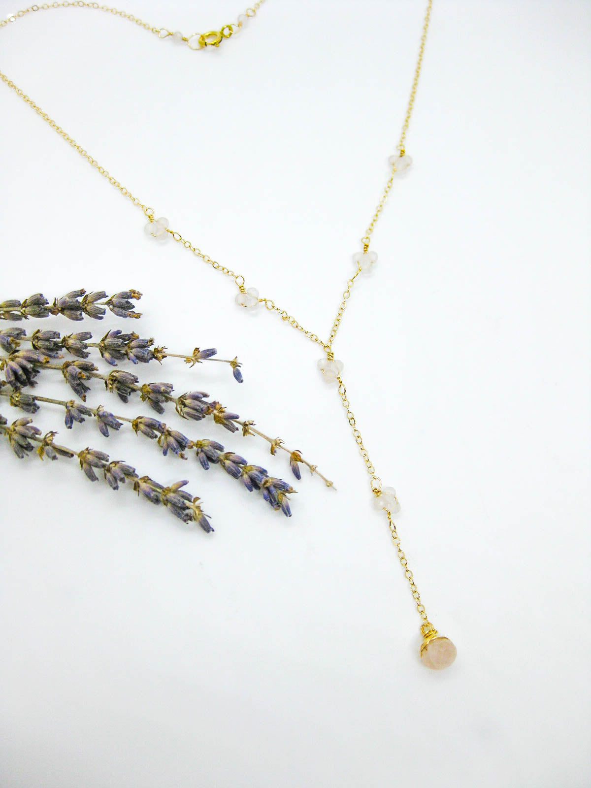 Hyacinth: Rose Quartz Drop Necklace