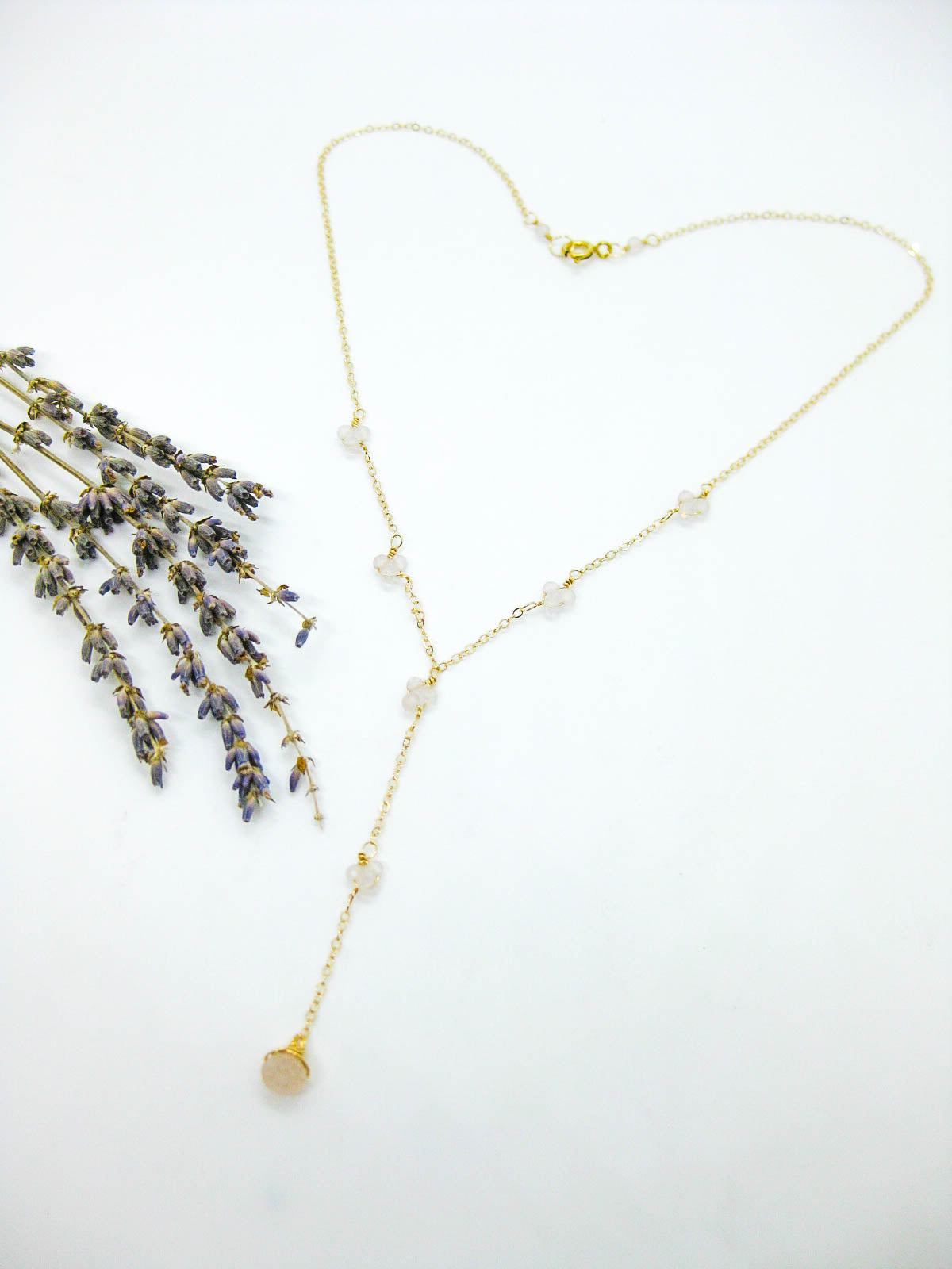 Hyacinth: Rose Quartz Drop Necklace