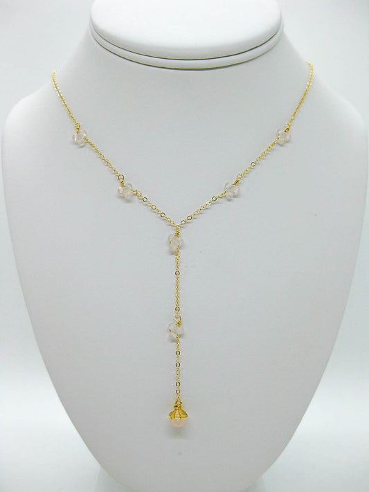 Hyacinth: Rose Quartz Drop Necklace