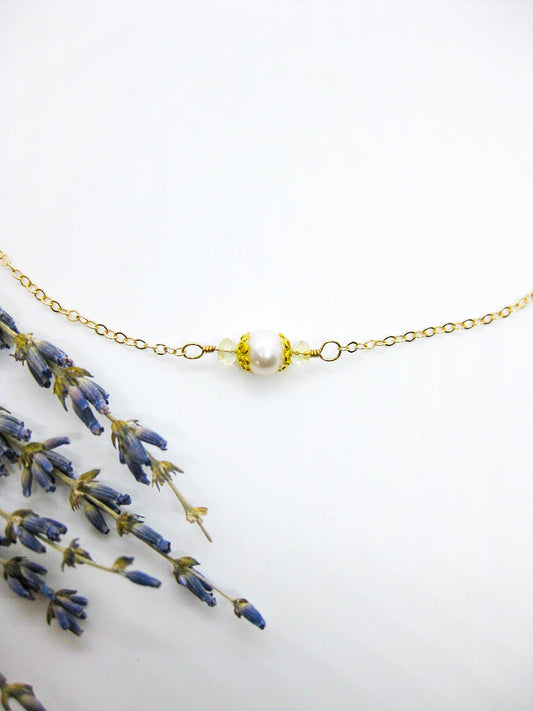 Heather: Citrine Pearl Choker - n593