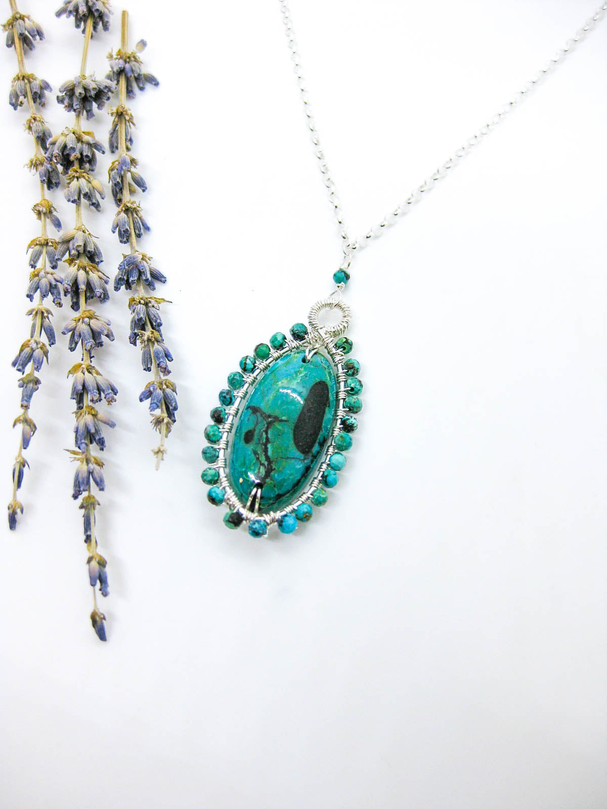 Peony: Turquoise 22" Necklace - n604oak
