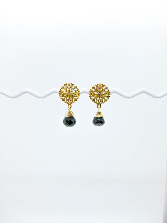 Jonquil: Black Spinel Earrings - e636