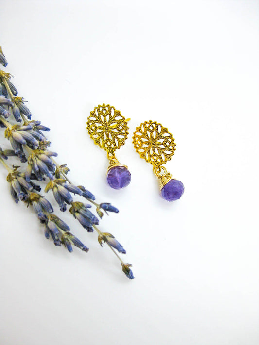 Jonquil: Amethyst Earrings - e643