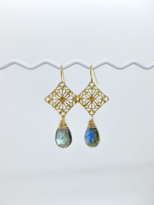 Lotus: Labradorite Earrings - e645