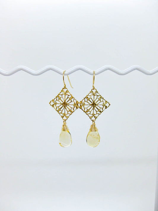 Lotus: Citrine Earrings - e646