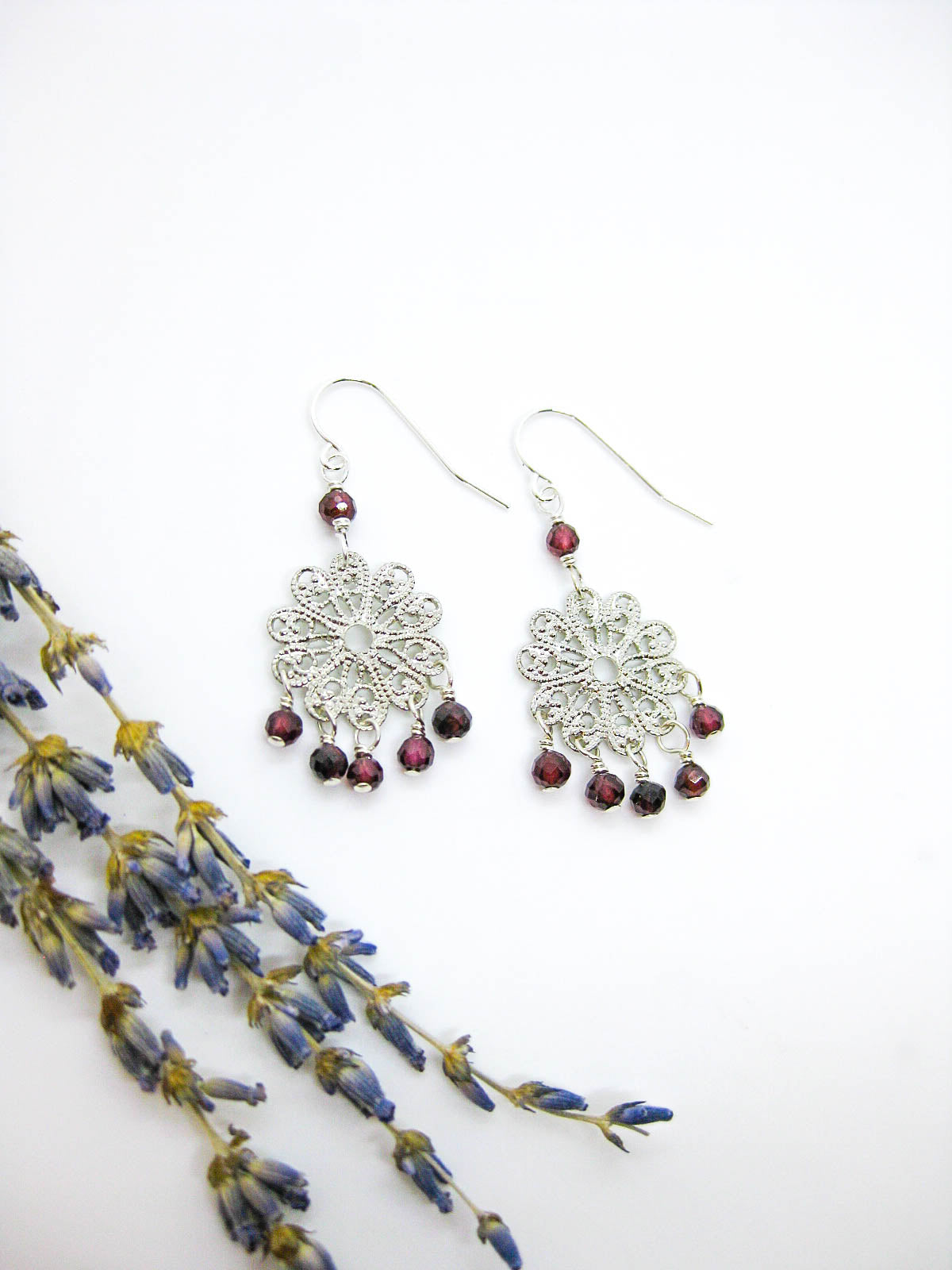 Willow: Garnet Earrings - e653