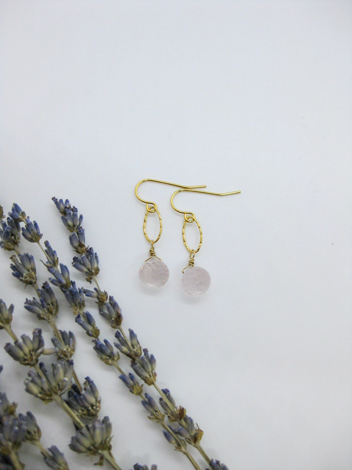 Chrysanthe: Rose Quartz Earrings - e473