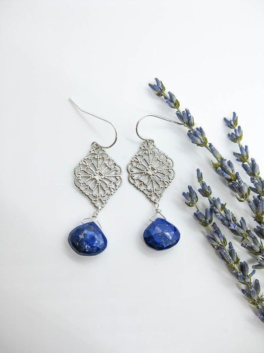 Fern: Lapis Earrings - e481