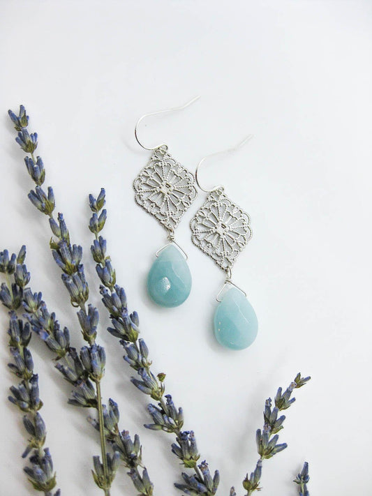 Fern: Amazonite Earrings - e482