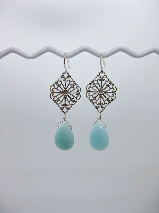 Fern: Amazonite Earrings - e482