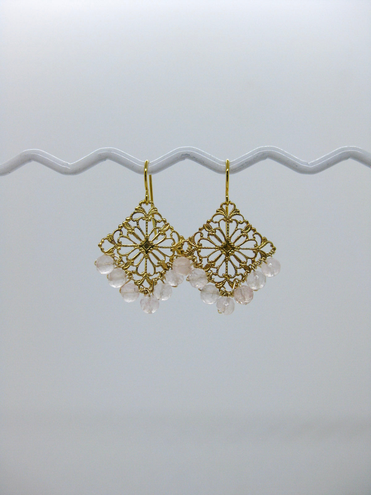 Nila: Rose Quartz Earrings - e593