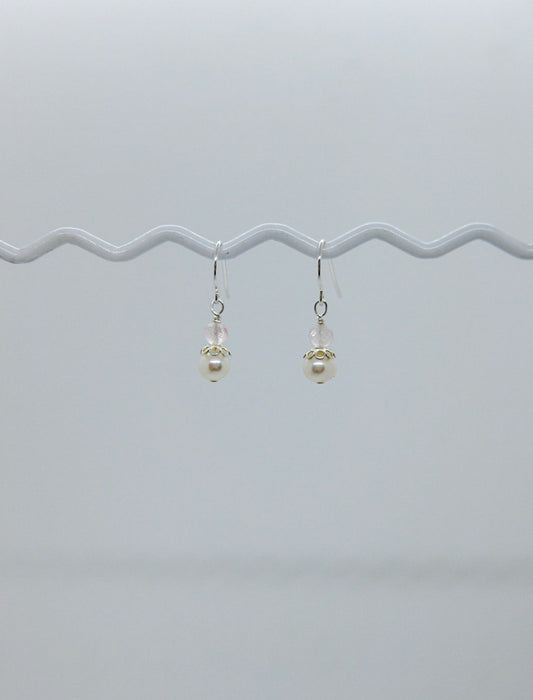 Heather: Rose Quartz Pearl Earrings - e600