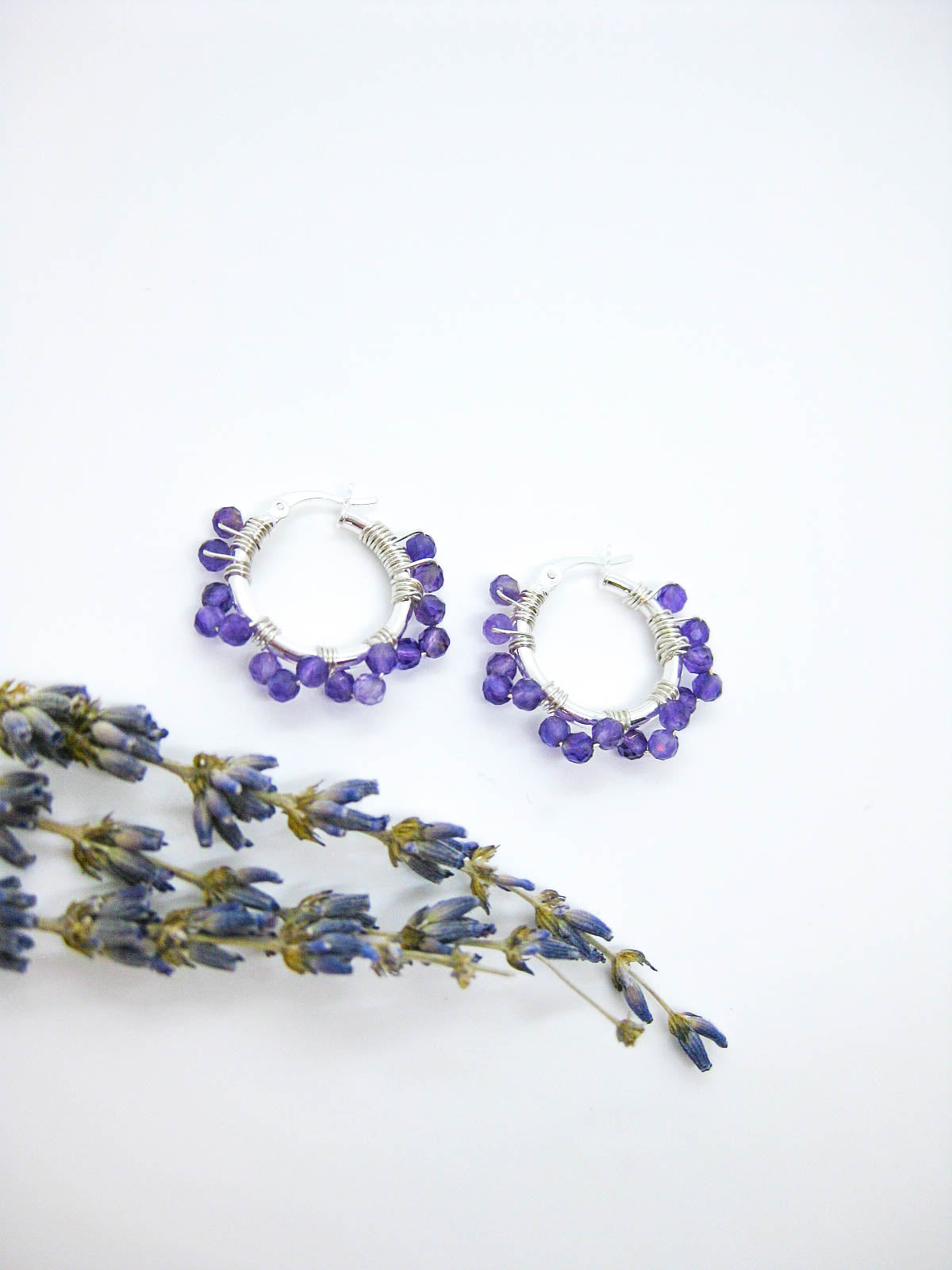 Leilani: Amethyst Hoop Earrings - e605