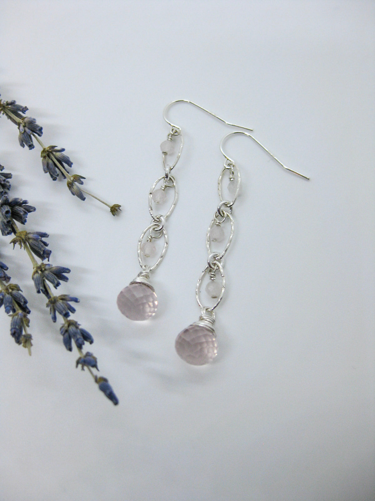 Lilac: Rose Quartz Earrings - e616