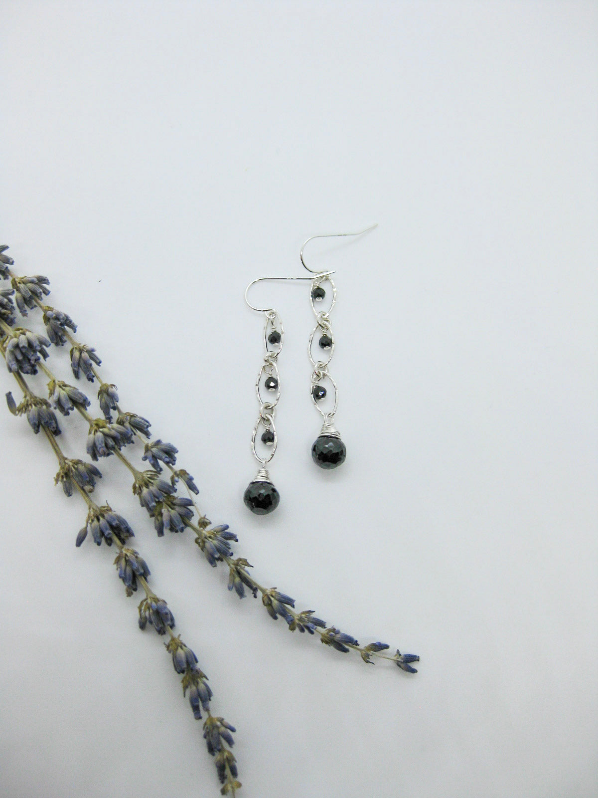 Lilac: Black Spinel Earrings - e618