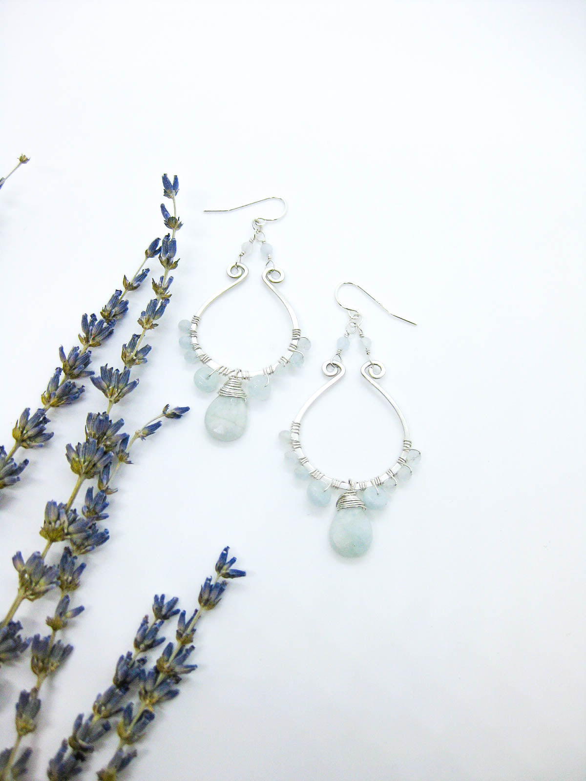 Larkspur: Aquamarine Chandelier Earrings - e631