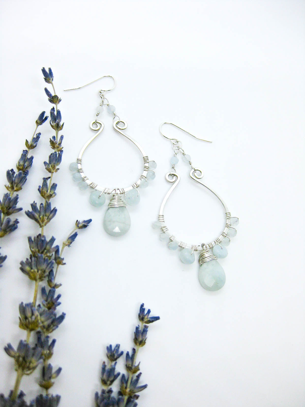 Larkspur: Aquamarine Chandelier Earrings - e631