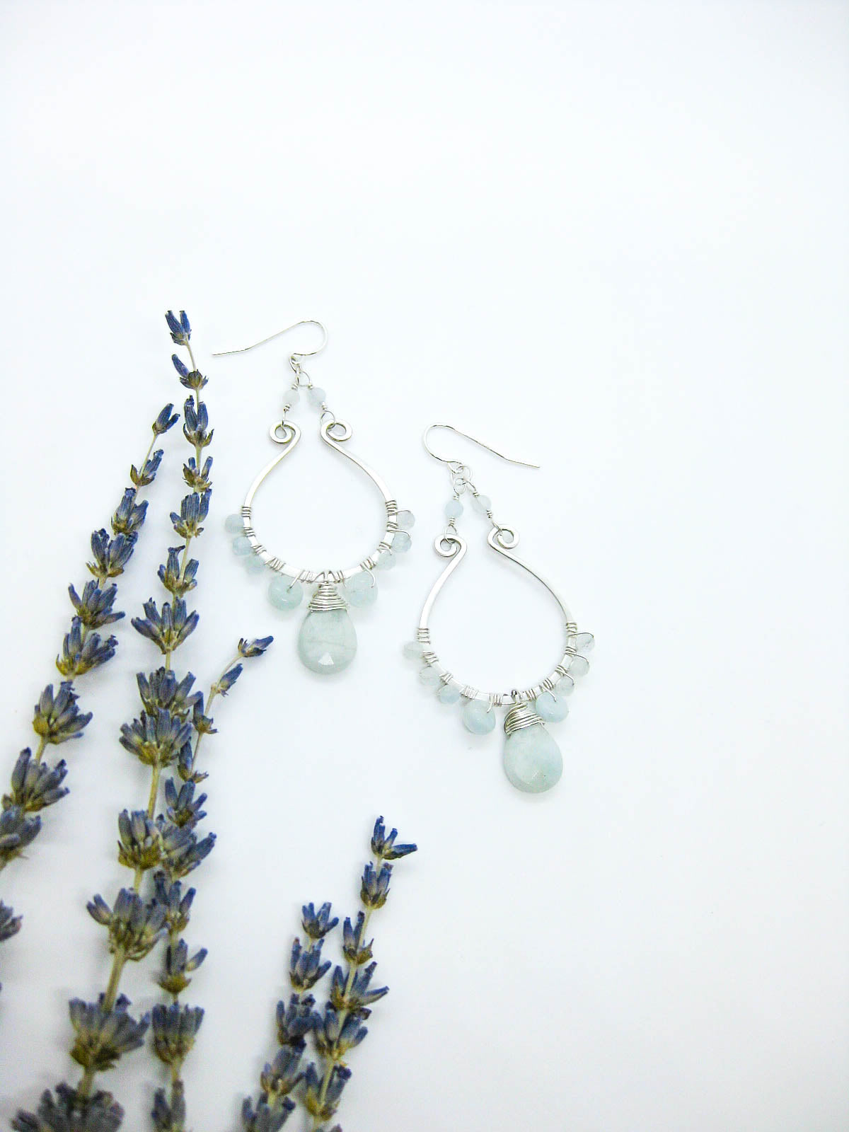 Larkspur: Aquamarine Chandelier Earrings - e631