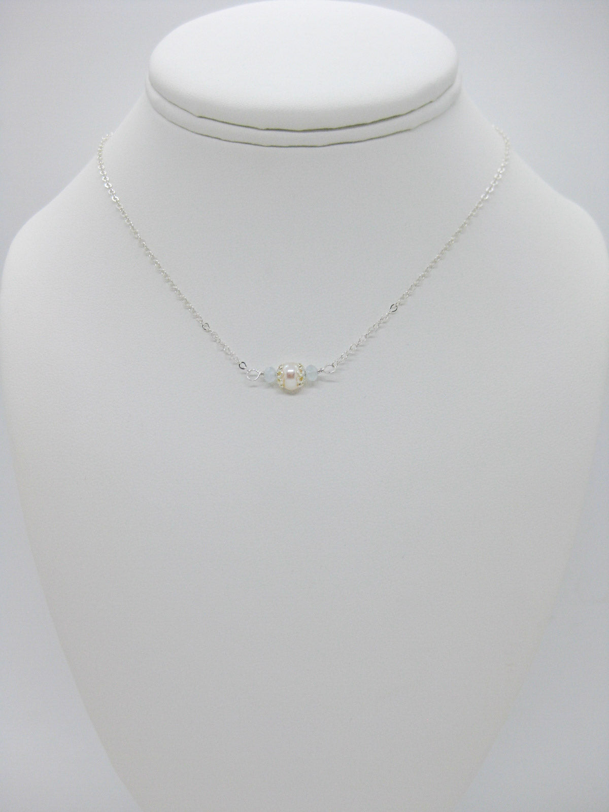 Heather: Aquamarine Pearl Choker - n471