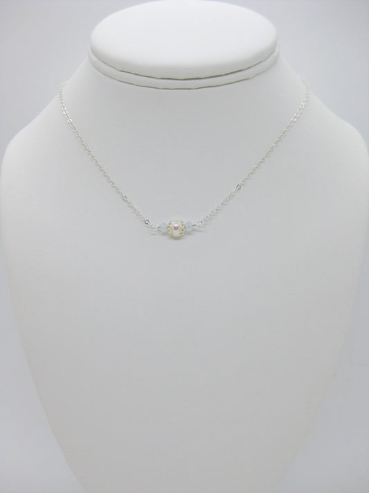 Heather: Aquamarine Pearl Choker - n471