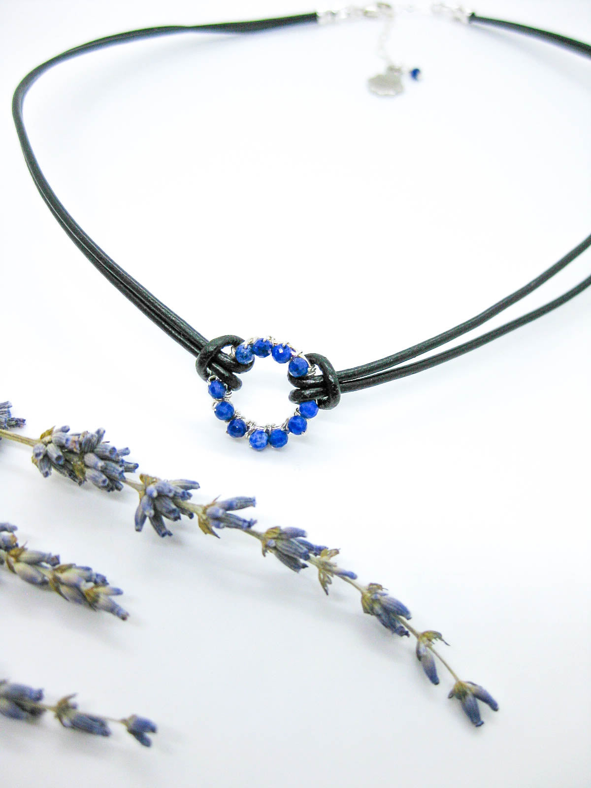 Circle: Lapis Leather Necklace - n523